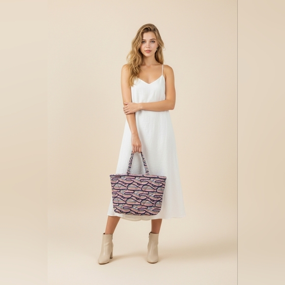 Vera Bradley Handbags - Vera Bradley Ultralight Tote Colorful Retro Ribbons NWT Water Repellent Fabric